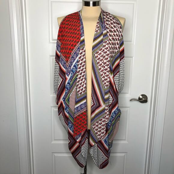 Flying Tomato Wms S Open Front Colorful Drape Vest Cardigan Festival Boho - Picture 5 of 5